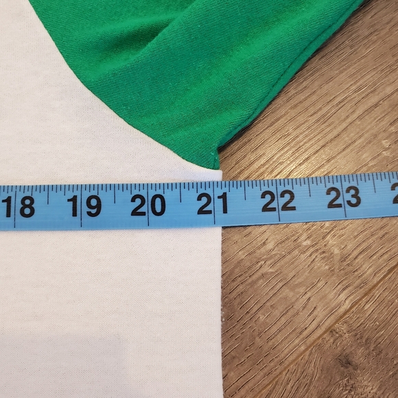 Custom made 456 shirt. Green and white with raglan short sleeves. Large unisex - Picture 10 of 12